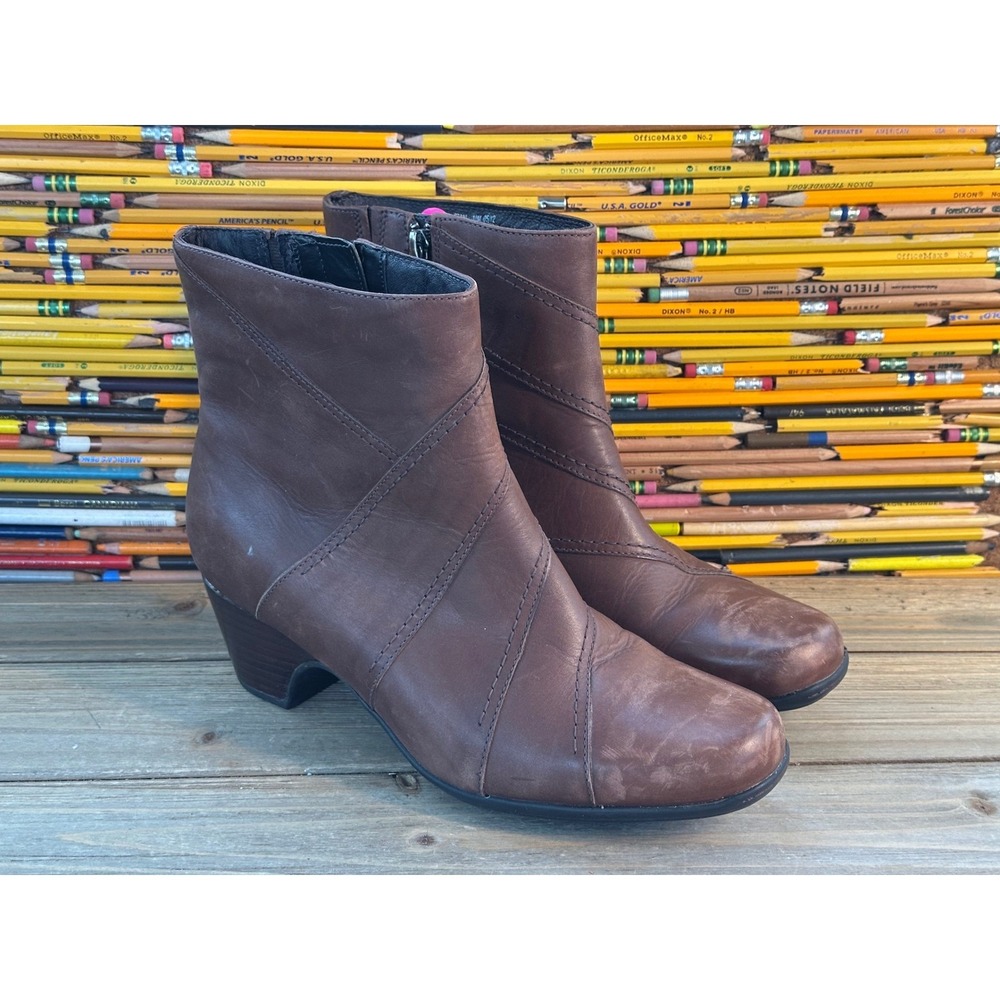 Clarks Ankle Boots Active Air Leather Panel Brown Womens 10 M